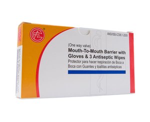 One-way-valve, 1 pc/box & Vinyl Gloves, 1 pair/box, Antiseptic Wipes, 3 pc/box < Genuine First Aid #9999-1603 
