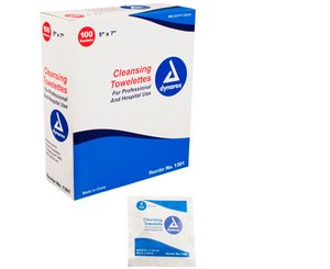 5" x 7" Antiseptic Cleansing Towelette , Box/100