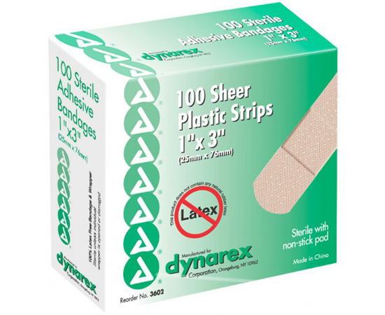 Adhesive Sheer Plastic Bandages 1" x 3" , Box/100