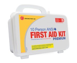 10 Person ANSI/OSHA First Aid Kit, Plastic Case PREMIUM < Genuine First Aid #9999-2109 