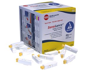 SensiLance Safety Lancets, Button Activated, 26G x 1.8 mm, Box/100