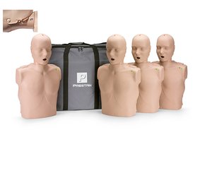 Professional Jaw Thrust CPR/AED Training Manikin 4-Pack, Adult, Medium Skin < PRESTAN #PP-JTM-400-MS 