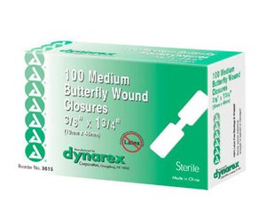 Sterile Butterfly Wound Closure (Medium) , Box/100 < Dynarex #3615 