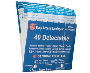 Easy Access Bandages 40 Blue Detecable, Box/10 < Genuine First Aid #9999-2030-4 