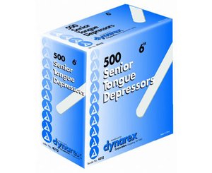 Non Sterile Tongue Depressor 6" , Box/500 < Dynarex #4312 