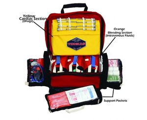 Medical Support Pack - Red w/ Clear IV bags < Thomas Transport #TT610 