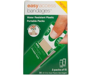 Easy Access Bandage Retail Box Plastic, 1'' x 3'', Box/30 < Genuine First Aid #0095-3300 