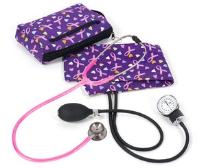 Aneroid Sphygmomanometer / Clinical I Stethoscope Kit, Adult, Love and Believe, Print
