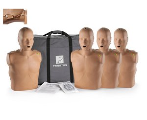 Professional Jaw Thrust CPR/AED Training Manikin 4-Pack w/ CPR Monitor, Adult, Dark Skin < PRESTAN #PP-JTM-400M-DS 