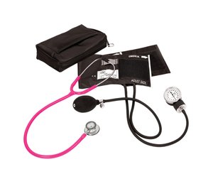 Aneroid Sphygmomanometer / Clinical Lite Stethoscope Kit, Adult, Neon Pink