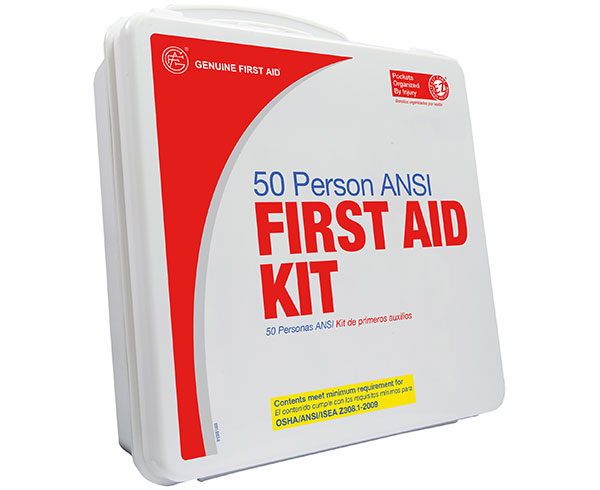50 Person ANSI/OSHA First Aid Kit, Weather Proof Plastic Case