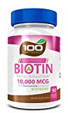 Pure Biotin 10,000 MCG - Maximum Strength Vitamin B - Complex Supplement to Reduce Hair Loss, Improve Hair,...