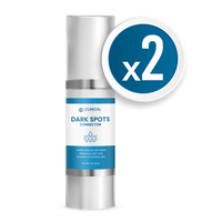 Picture of Bottle with text x2 CLINICAL EFFECTS DARK SPOTS CORRECTOR Visibly reduces dark spots Help...