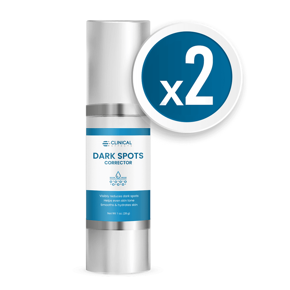 Picture of Bottle with text x2 CLINICAL EFFECTS DARK SPOTS CORRECTOR Visibly reduces dark spots Help...