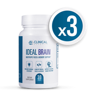 Picture of Shaker, Bottle with text x3 CLINICAL EFFECTS S IDEAL BRAIN NOOTROPIC FOCUS & MEMORY SUPPO...