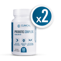 Picture of Shaker, Bottle with text x2 CLINICAL Se EFFECTS Ser Am Pro PROBIOTIC COMPLEX of P MA lact...