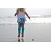 Picture of Pants, Jeans, Child, Female, Girl, Person, Walking, Sea, Beach, Barefoot