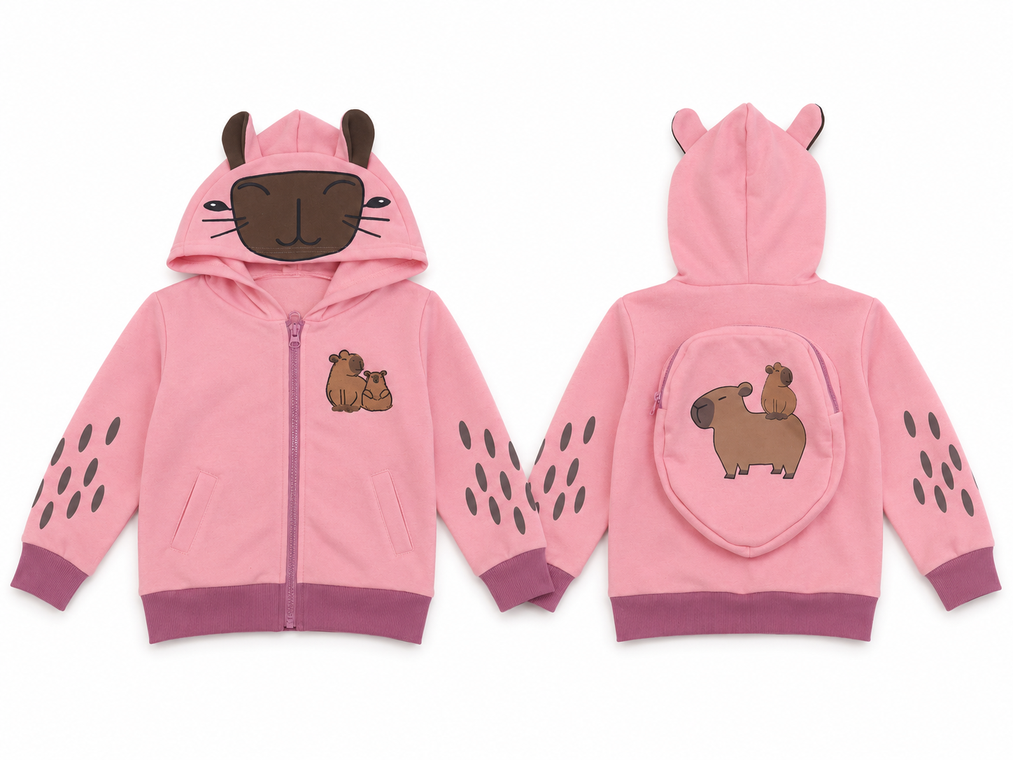 Image of Capybara Rosewater Pink 3D Backpack Hoodie (Size: 18M)