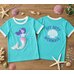 Picture of T-Shirt, Sleeve, Applique, Animal, Sea Life, Face, Person, Baby with text OFF DUTY MERMAI...