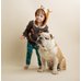 Picture of Person, Photography, Portrait, Hat, Child, Female, Girl, Dog, Bulldog, Pants