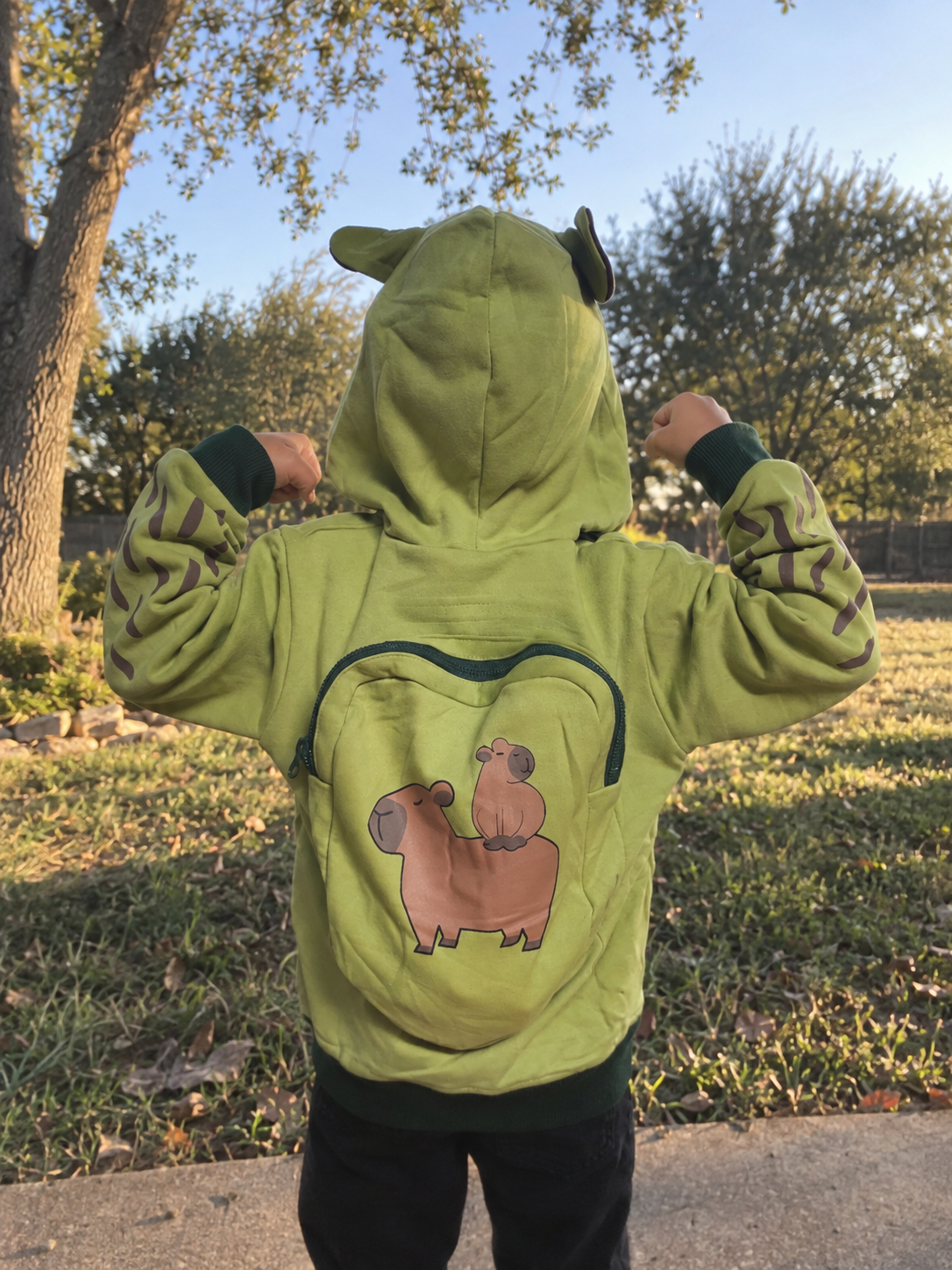 Image of ZEN MODE The Calm One Capybara Backpack Hoodie