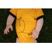 Picture of T-Shirt, Baby, Person, Shorts, Grass, Finger, Hand with text BUZZ.