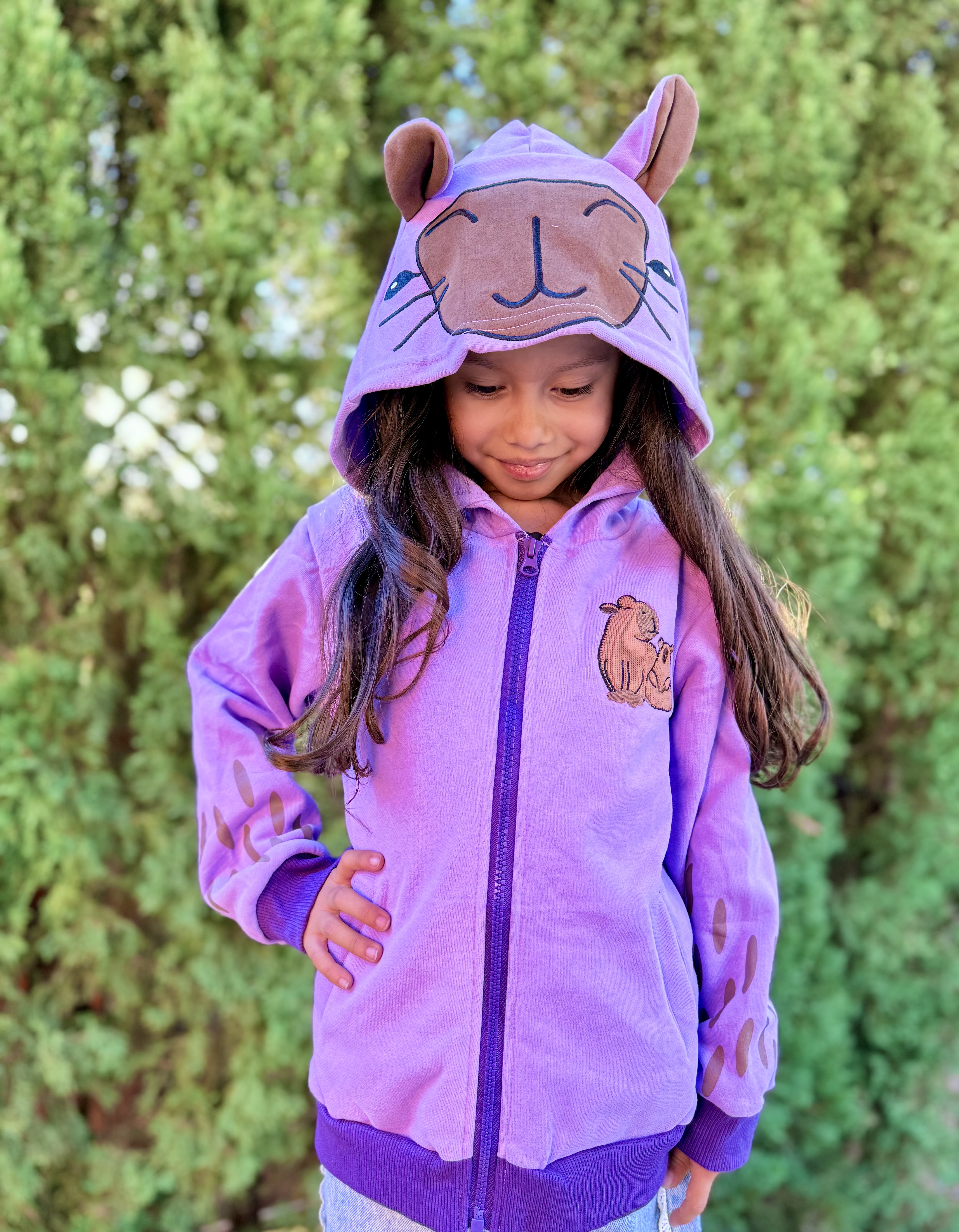 Image of LAVENDER SKY The Dreamy One Capybara Backpack Hoodie