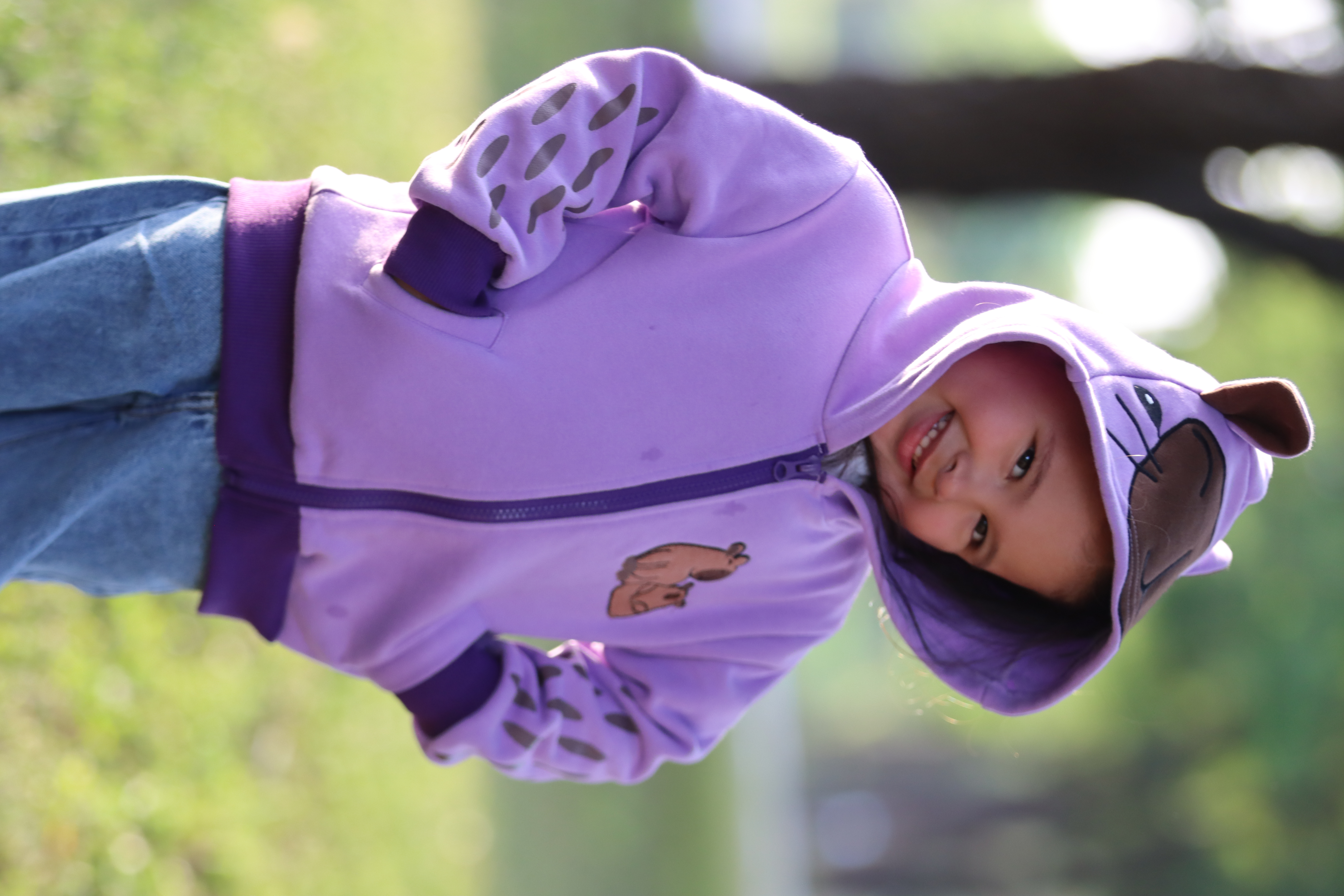Image of Capybara Lavender Sky Purple 3D Backpack Hoodie (Size: 2T)