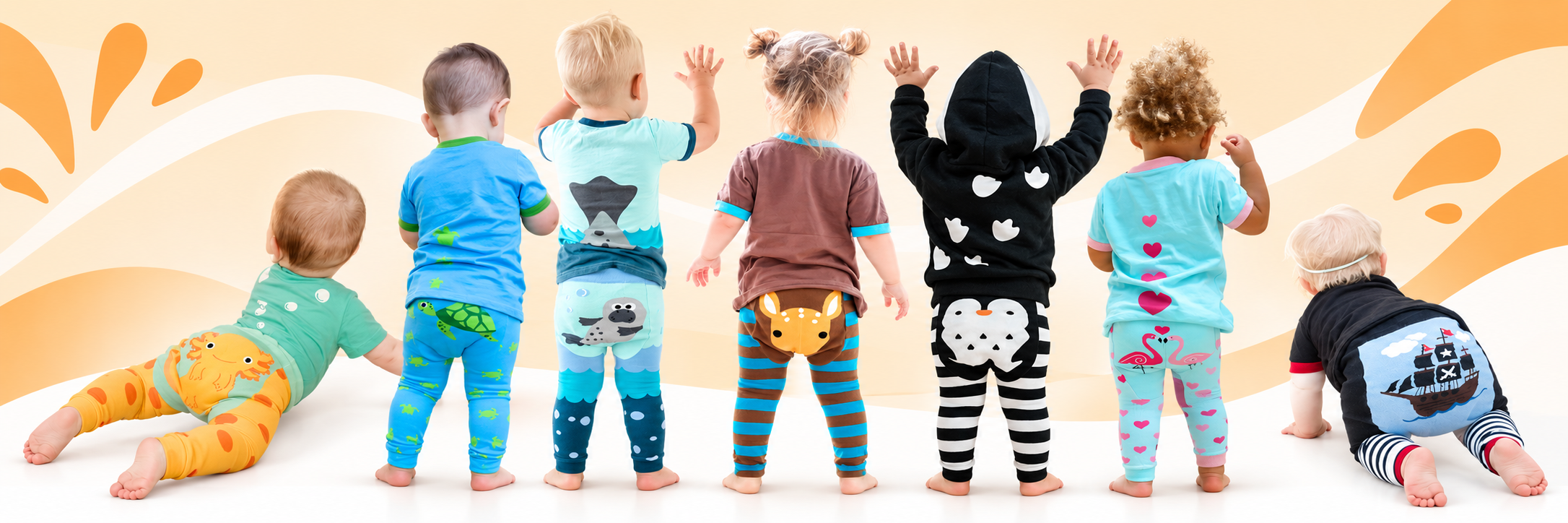 Young children wearing colorful graphic t-shirts with animal designs