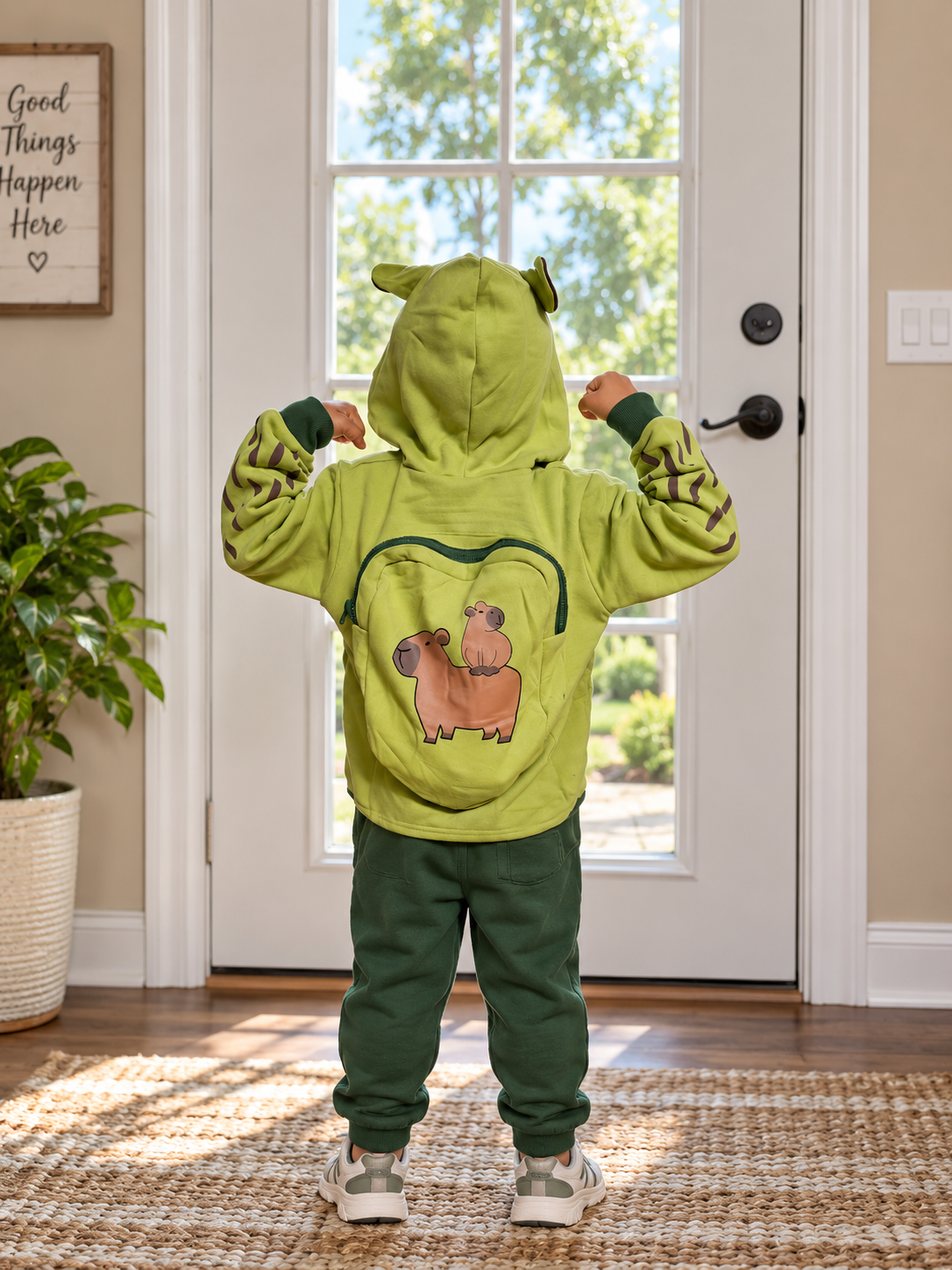 Image of ZEN MODE The Calm One Capybara Backpack Hoodie