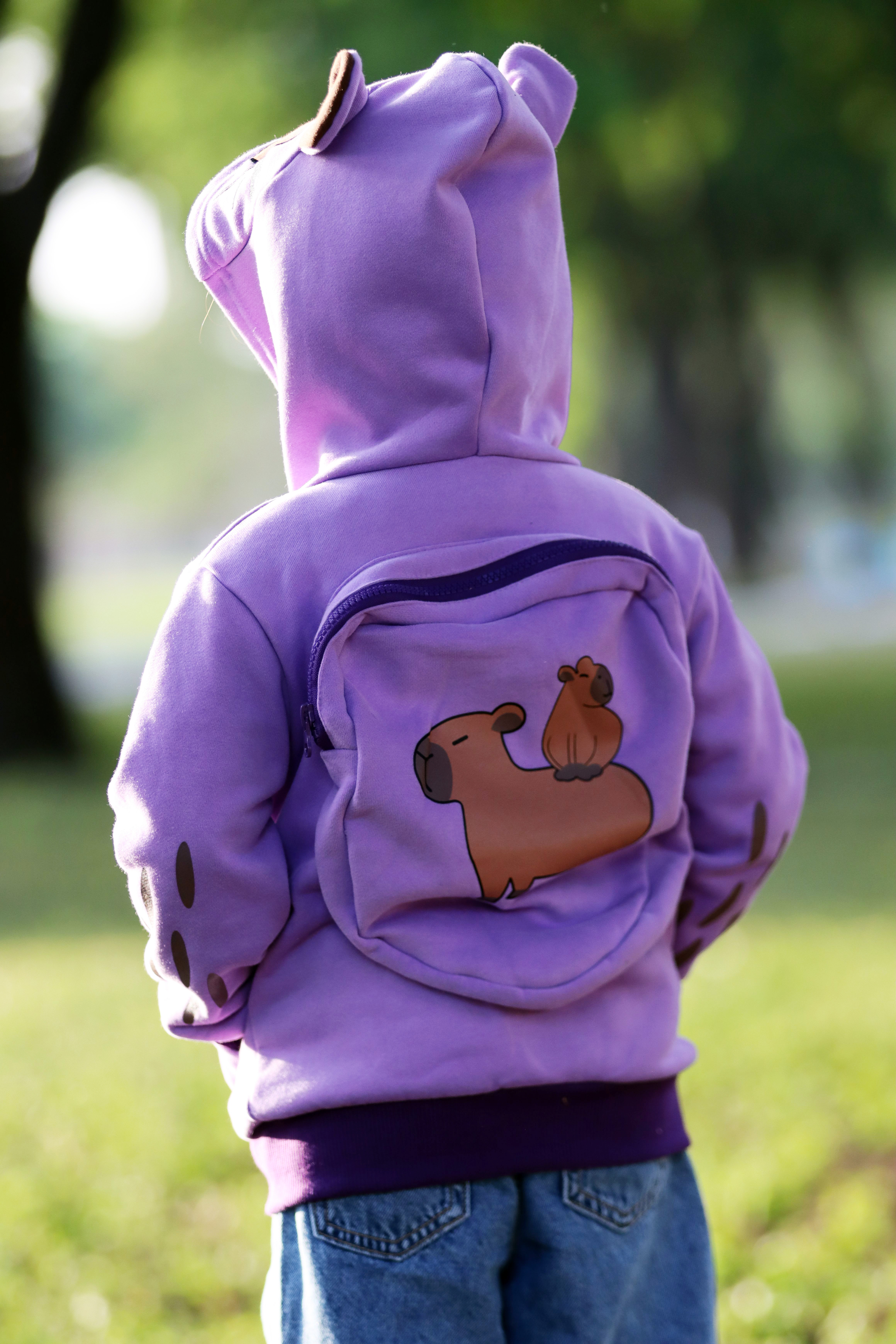 Image of LAVENDER SKY The Dreamy One Capybara Backpack Hoodie