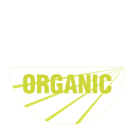 Organic label icon in yellow-green text with decorative lines