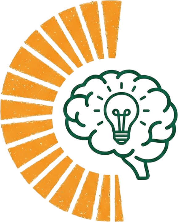 Illustration of human brain with light bulb
