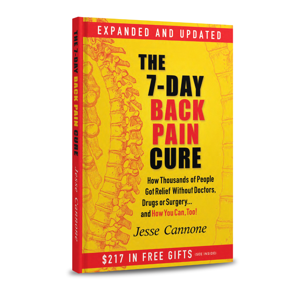 Picture of Book, Publication, Advertisement with text THE 7-DAY BACK PAIN CURE EXPANDED AND UPDATED ...