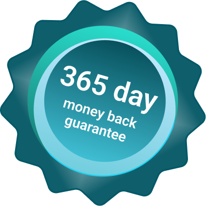 365-day money back guarantee badge