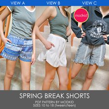 Spring Break Shorts Tweens/Teens Sizes 10-18 PDF Pattern