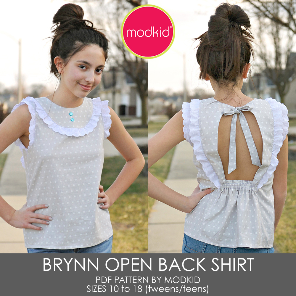 Brynn Open-Back Shirt Tweens/Teens Sizes 10-18 PDF Pattern