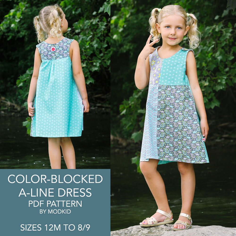 Color-Blocked A-Line Dress Sizes 12M to 8/9 PDF Pattern