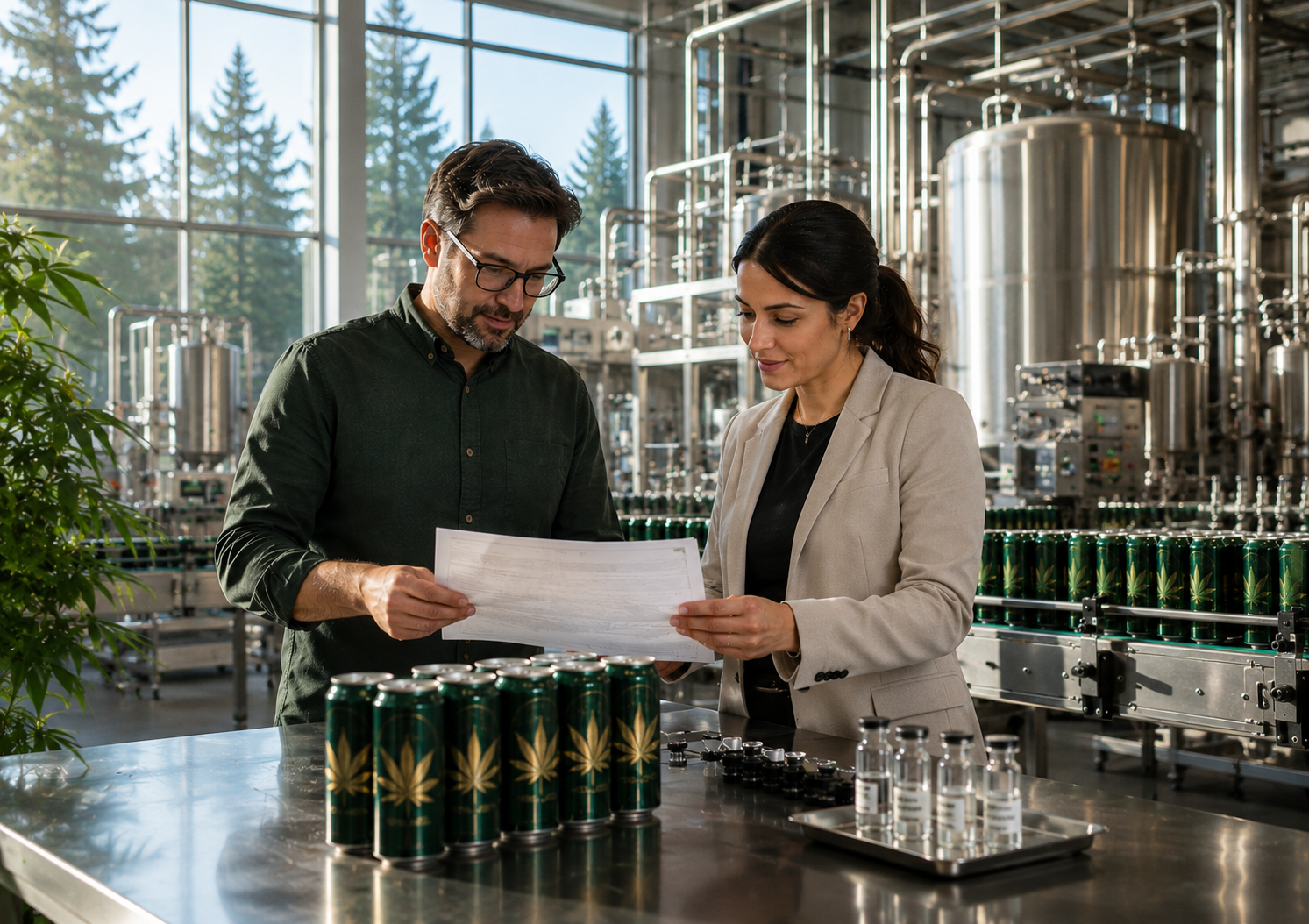 Picture of Factory, Adult, Female, Person, Woman, Male, Man, Glasses, Brewery