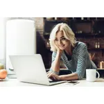 Picture of Person, Sitting, Laptop, Electronics, Computer, Female, Blonde, Woman, Girl