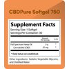 Picture of Text, Paper, Poster, Advertisement with text CBDPure Softgel 750 Supplement Facts Serving...