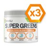 Picture of Can with text x3 OWELI TE SUPER GREENS SUPER FOOD BLEND FORMULA* SERVINGS DIETARY SUPPLEM...
