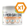 Picture of Can, Tin with text x1 OWELI TES SUPER GREENS SUPER FOOD BLEND FORMULA* SERVINGS DIETARY S...