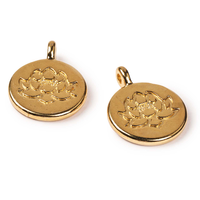 Athenacast Charms Round Lotus Flower | Real 24k Gold Plated | Pack of 2