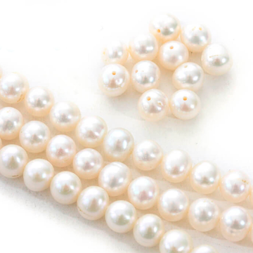 Freshwater Cultured Round Pearl Strands, White, A-Grade