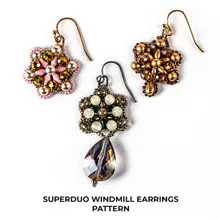 Picture of Accessories, Earring, Jewelry with text SUPERDUO WINDMILL EARRINGS PATTERN SUPERDUO WINDM...