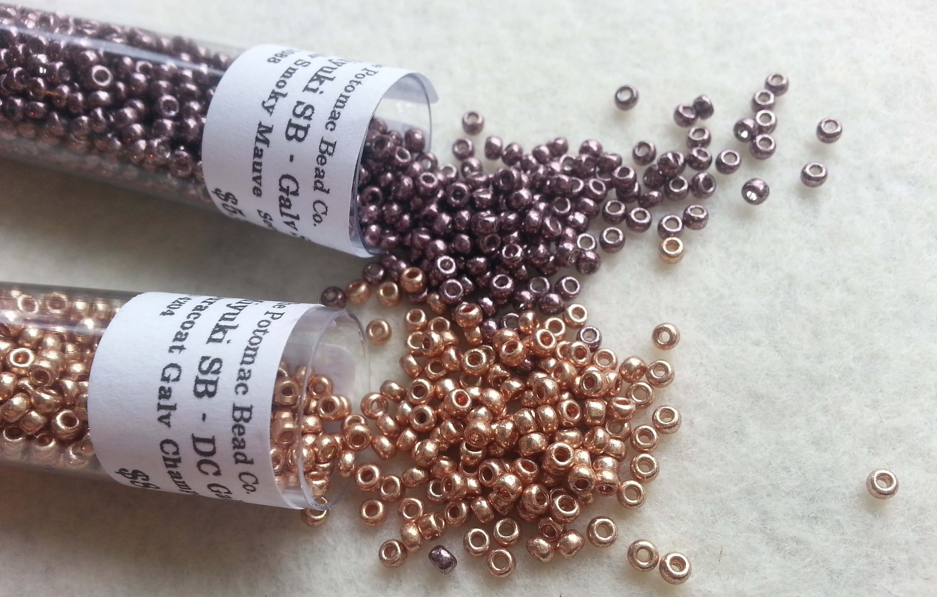 galvanized seed beads spilled