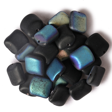 Pinched Tile Beads - Jet AB Matte
