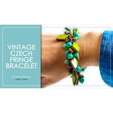 Picture of Accessories, Bracelet, Jewelry, Turquoise with text VINTAGE CZECH FRINGE BRACELET POTOMAC...