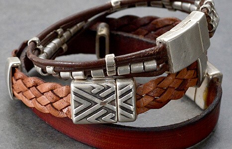 stacked leather bracelets